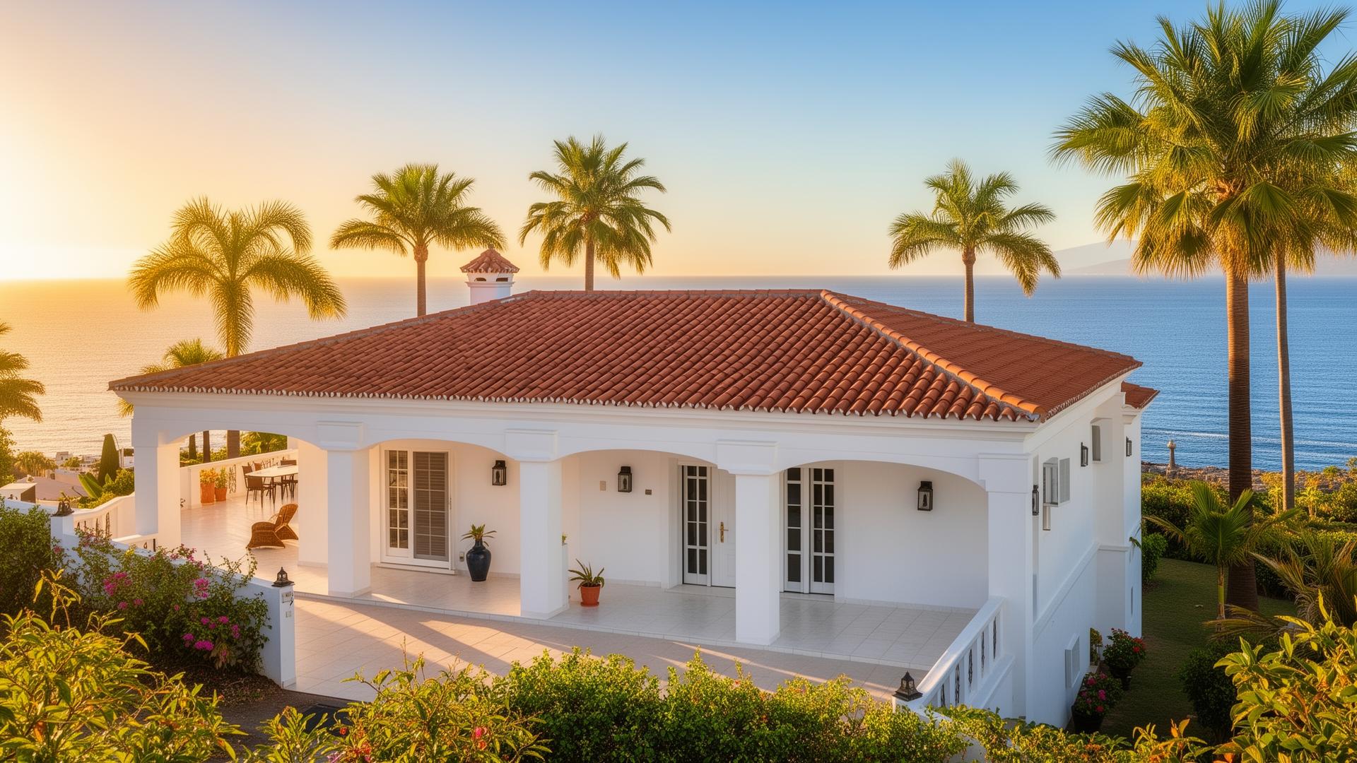 Tenerife coastal villa at sunset